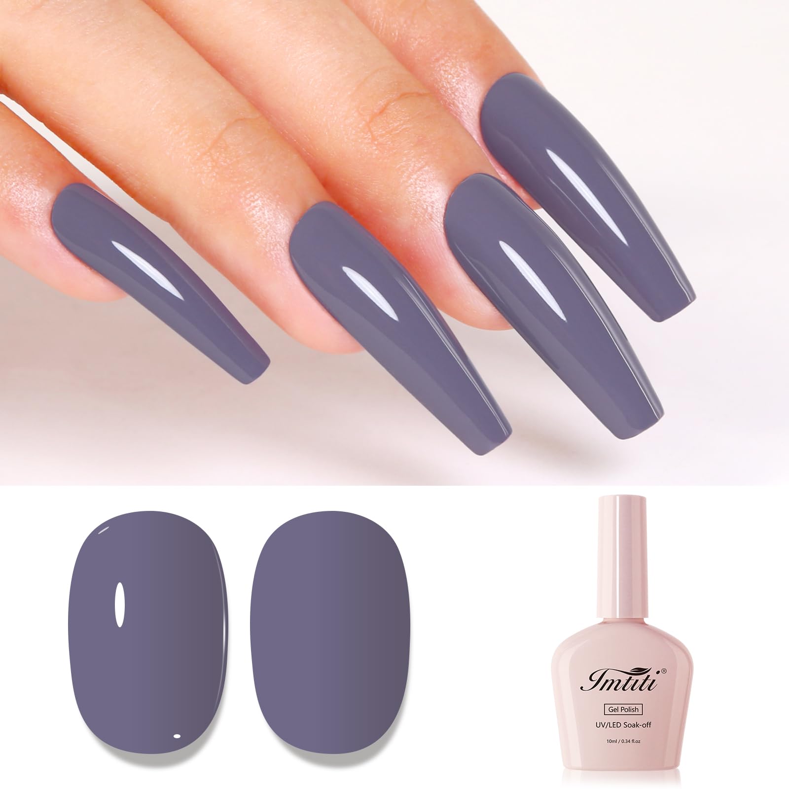 Imtiti Purple Gel Nail Polish Greyish Purple Gel Polish High Gloss Soak Off UV LED Nail Gel Polish Autumn Winter Gel Polish Nail Art Manicure Salon DIY Design Gel Nail Kit 10ML
