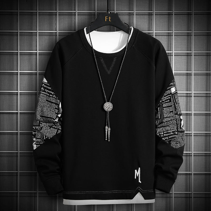 Men's Long-Sleeved Casual Sweater - Trendy Round Neck