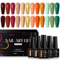 MEET ACROSS 12pcs Gel Nail Polish SetSoak Off UV LED Lamp Gel Nail Polish KitFashion Shimmer Nail Art Design Gifts for Women Manicure Salon (autumn scenery)