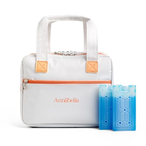 Annabella Breast Pump Bag with Included Ice Packs Portable Breast Pump Bag with Cooler Insulated Breast Pump Bag and Cooler Breast Pump Cooler Bag with Handle Travel Pumping Bag with Cooler