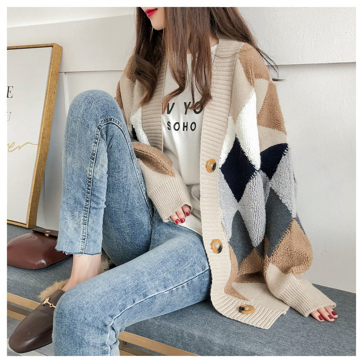 Loose Korean Style Knitted Cardigan Sweater Coat