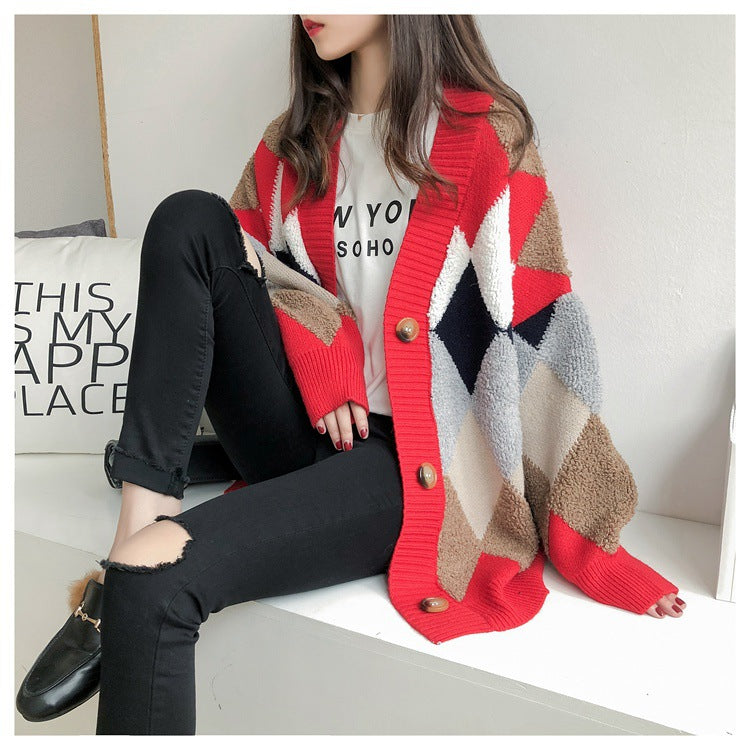 Loose Korean Style Knitted Cardigan Sweater Coat